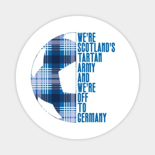 Scotland's Tartan Army, Blue and White Tartan Ball and Text Design Magnet